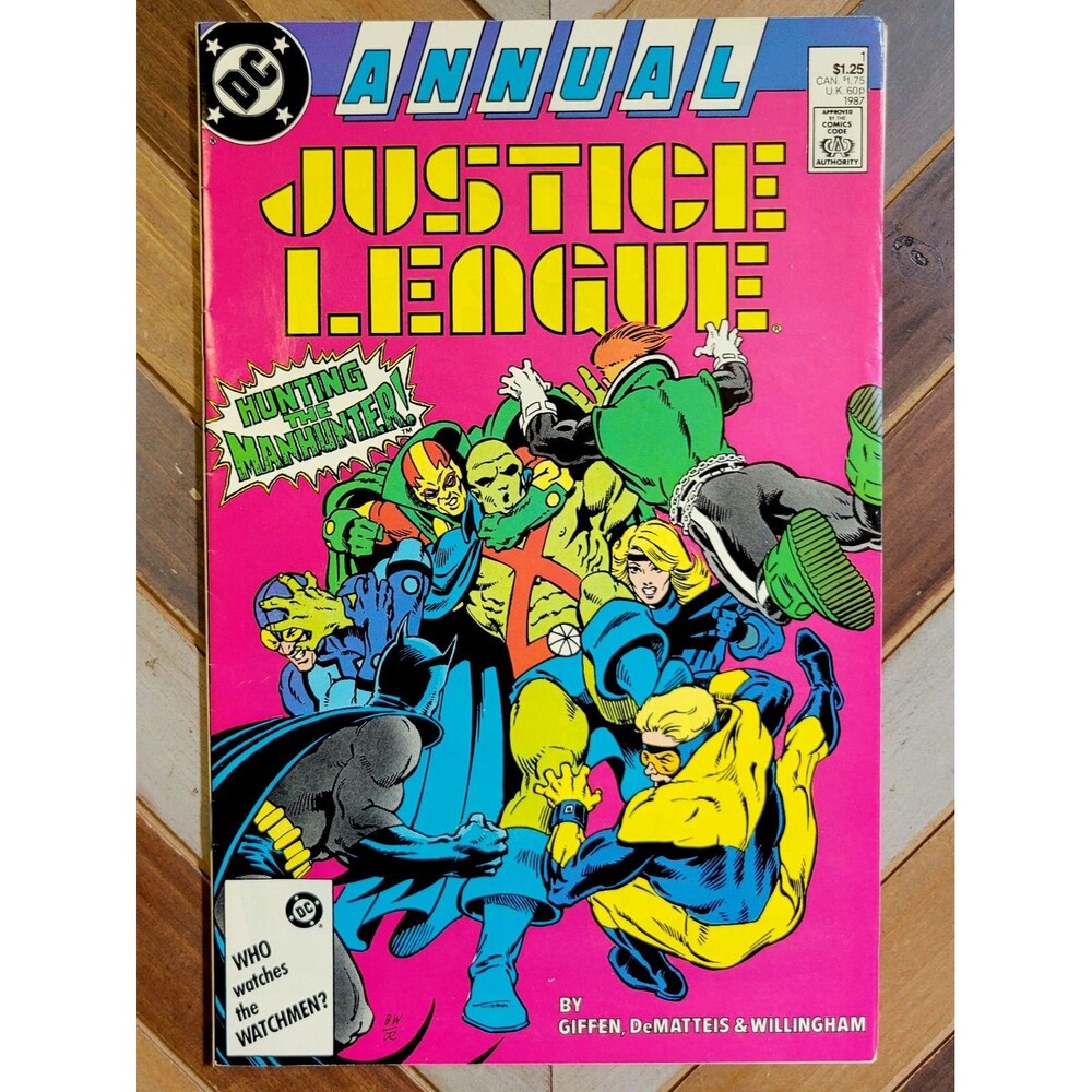 Justice League Annual #1 1987 "Germ Warfare" Batman Booster Gold Blue Beetle 5.0
